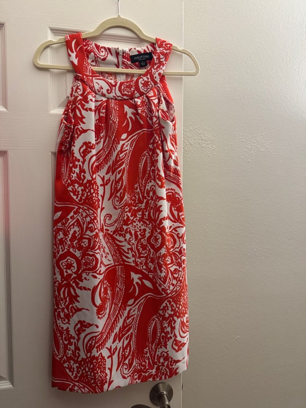 Worthington Red & White Paisley Halter Dress